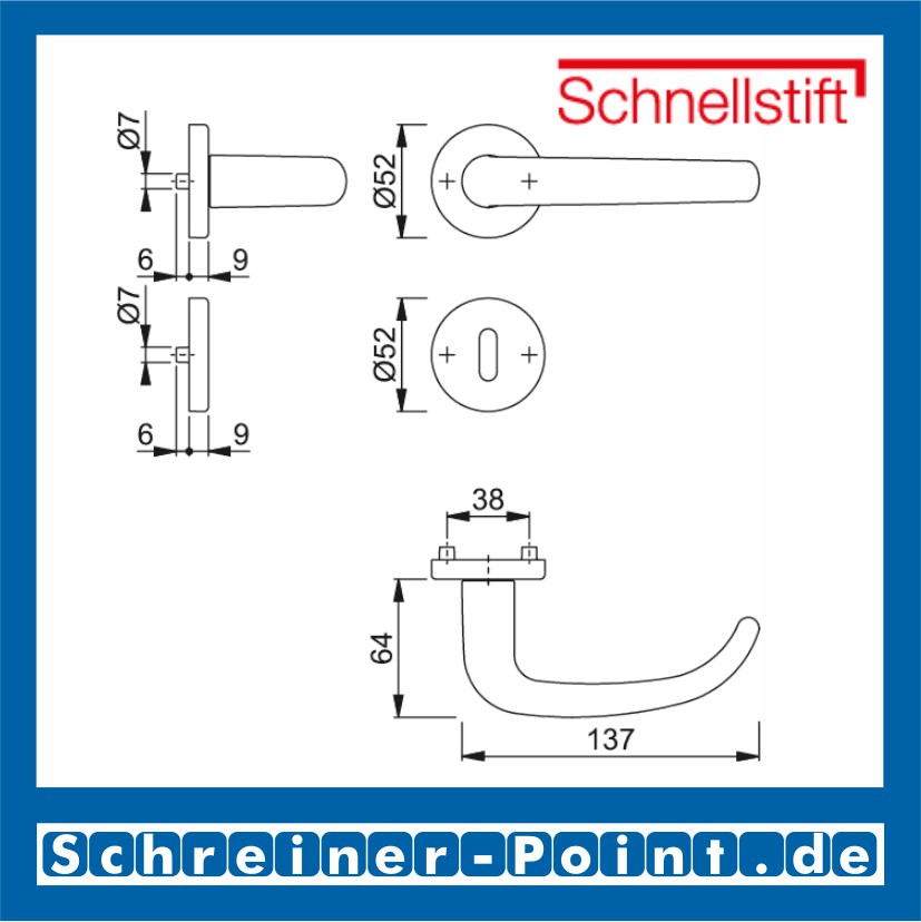 Hoppe San Francisco Aluminium Rosettengarnitur, F9 Alu Stahl, 1301/42KV/42KVS, 3715191, 3715431, 3715693, 3715722